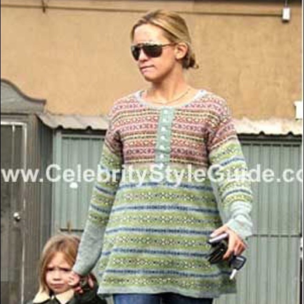 Free People Fair Isle Henley in Sage Green